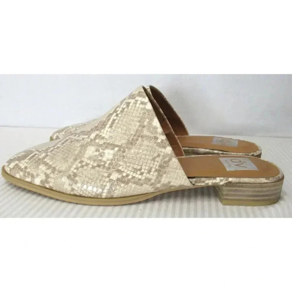 Dolce Vita Pyra Snake Print Stone Beige Casual Flat Slip-On Mule Women's Size 10 - Picture 5 of 10